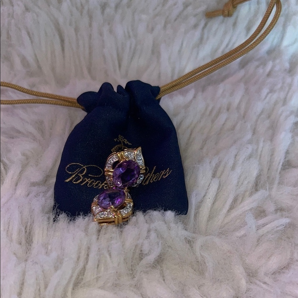 Swiss  Gold and Purple Earrings amethyst and crystals   Gold plated . Never warn - Picture 3 of 6